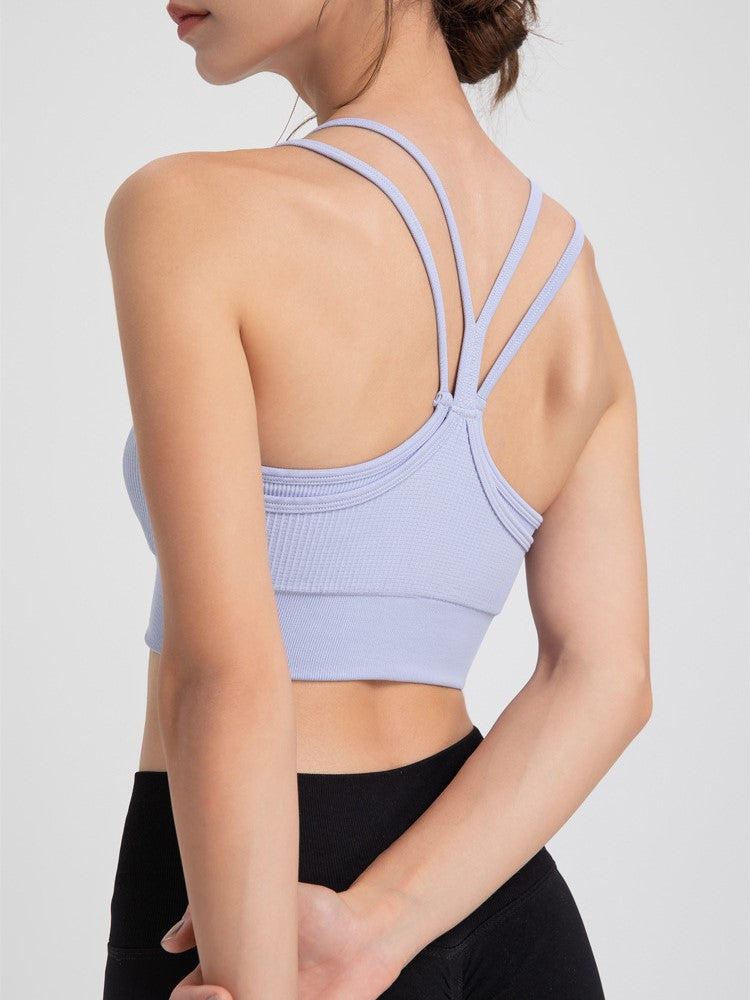Ribbed Strappy Back Longline Camisole - LT-Purple - 2
