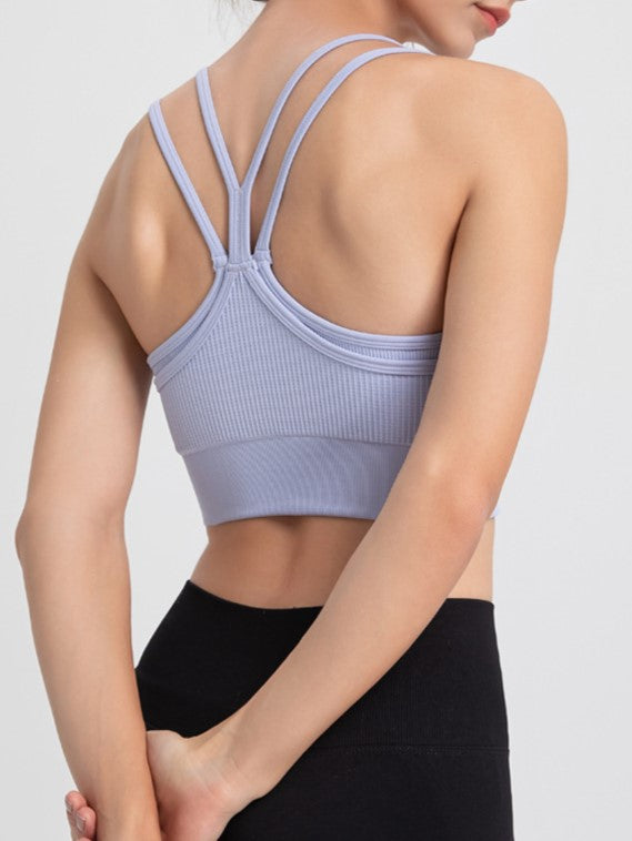 Ribbed Strappy Back Longline Camisole - LT-Purple - 5