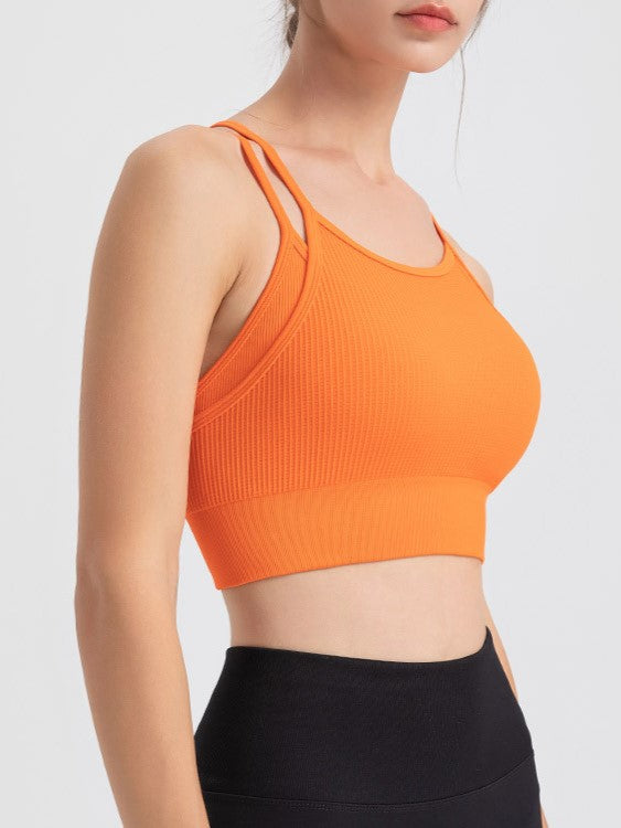 Ribbed Strappy Back Longline Camisole - Orange