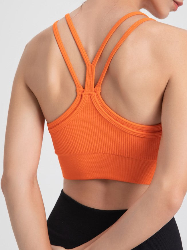 Ribbed Strappy Back Longline Camisole - Orange - 3