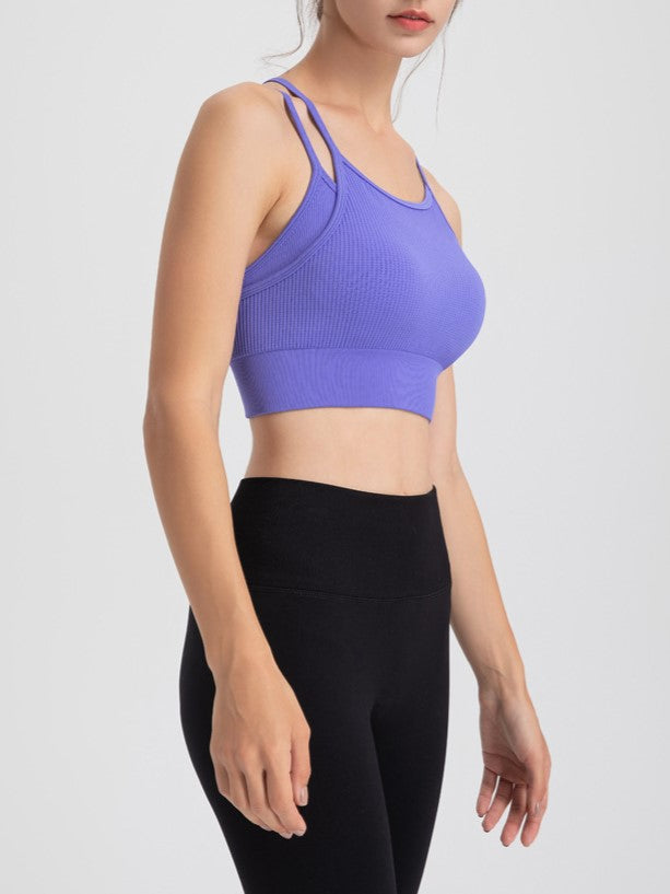 Ribbed Strappy Back Longline Camisole - Purple - 2