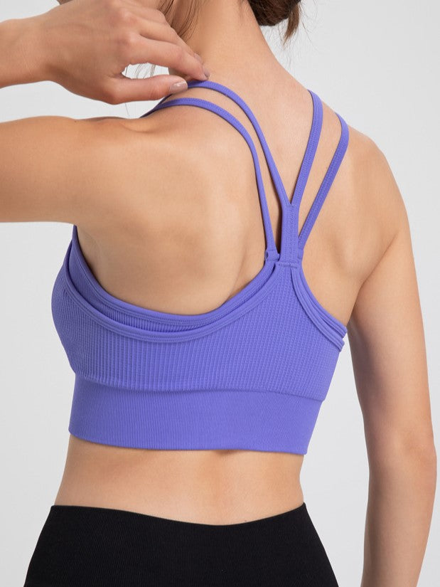 Ribbed Strappy Back Longline Camisole - Purple - 3