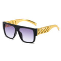 Flat Top Curb Chain Arm Sunglasses - Gold