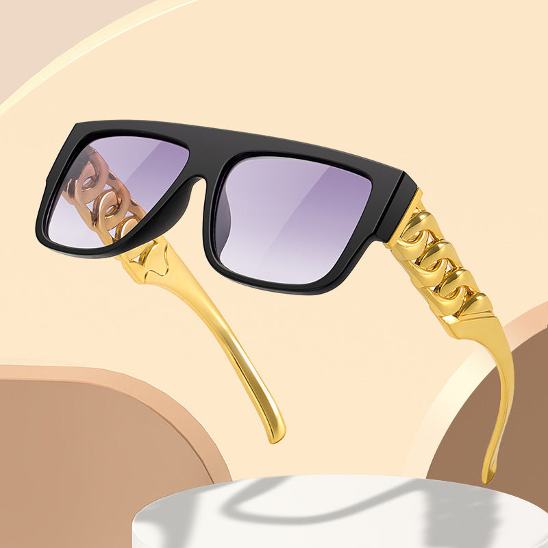Flat Top Curb Chain Arm Sunglasses