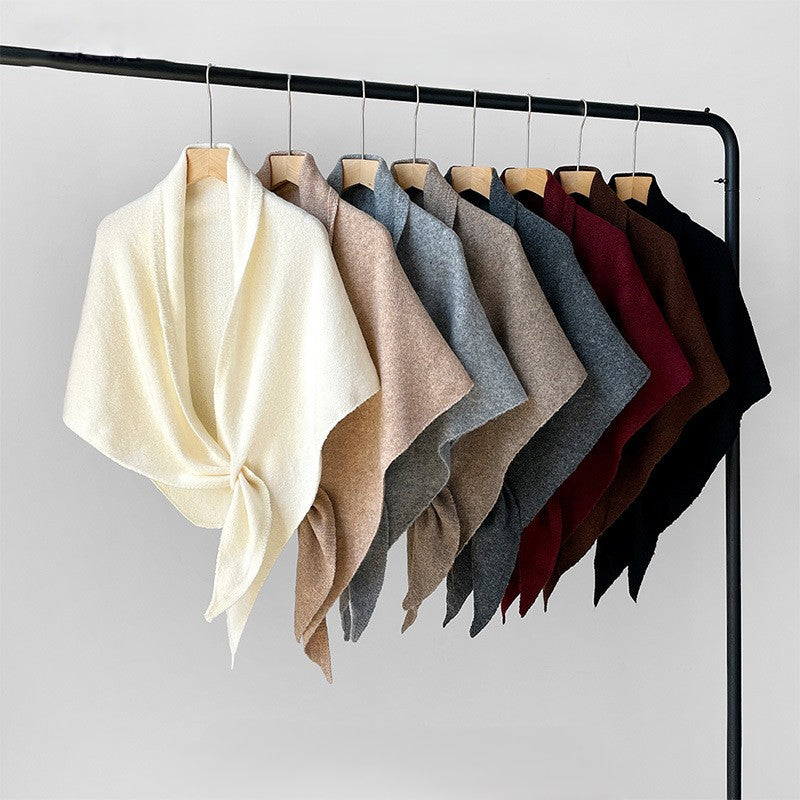 Knit Triangle Neck Wrap Shawl Scarf