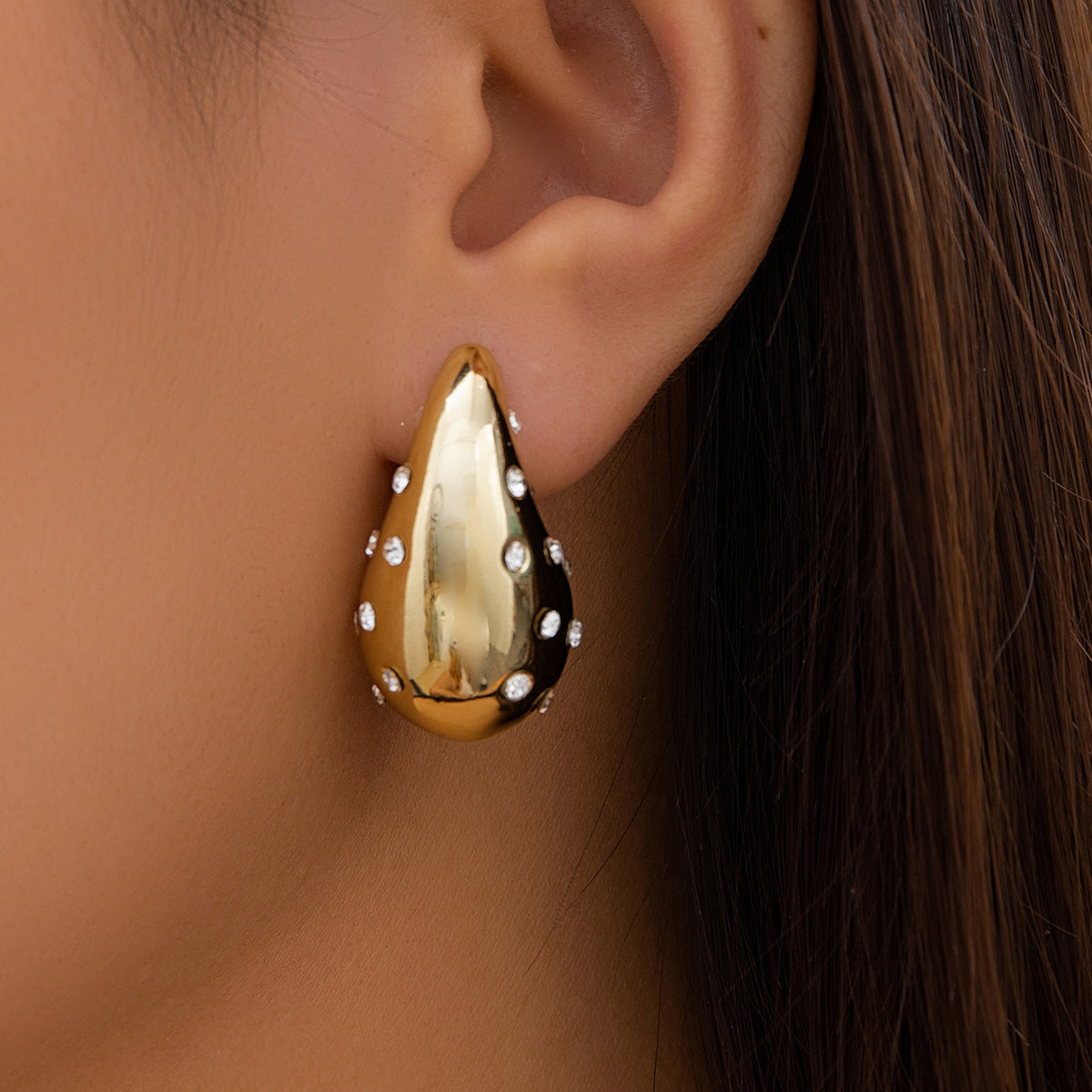 Chunky Teardrop Dome Drop Earrings - Color_04