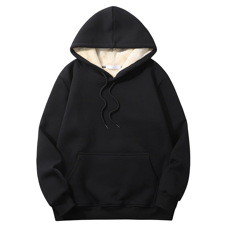 Sherpa Lined Kangaroo Pocket Hoodie - Black