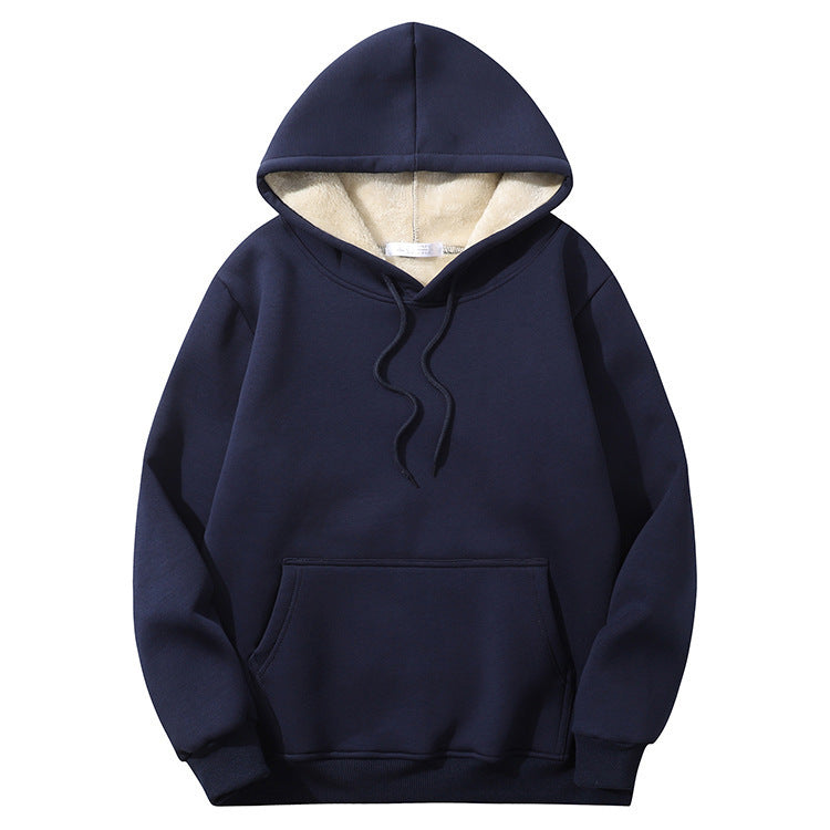 Sherpa Lined Kangaroo Pocket Hoodie - DarkBlue