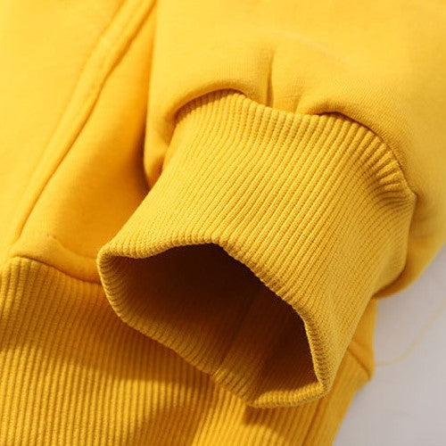 Sherpa Lined Kangaroo Pocket Hoodie - Yellow - 2