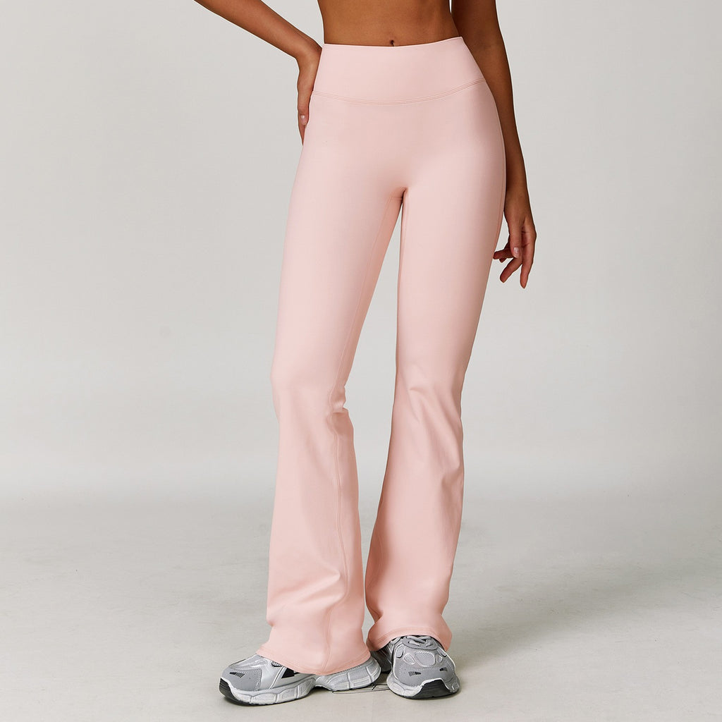 Brushed High Waist Flare Yoga Leggings - Blush Pink