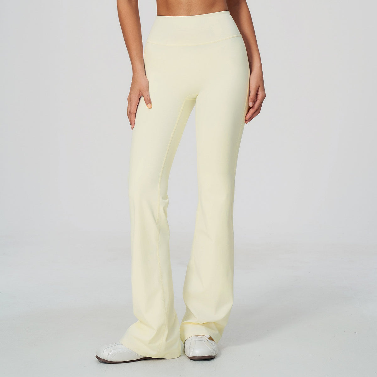 Brushed High Waist Flare Yoga Leggings - Cream