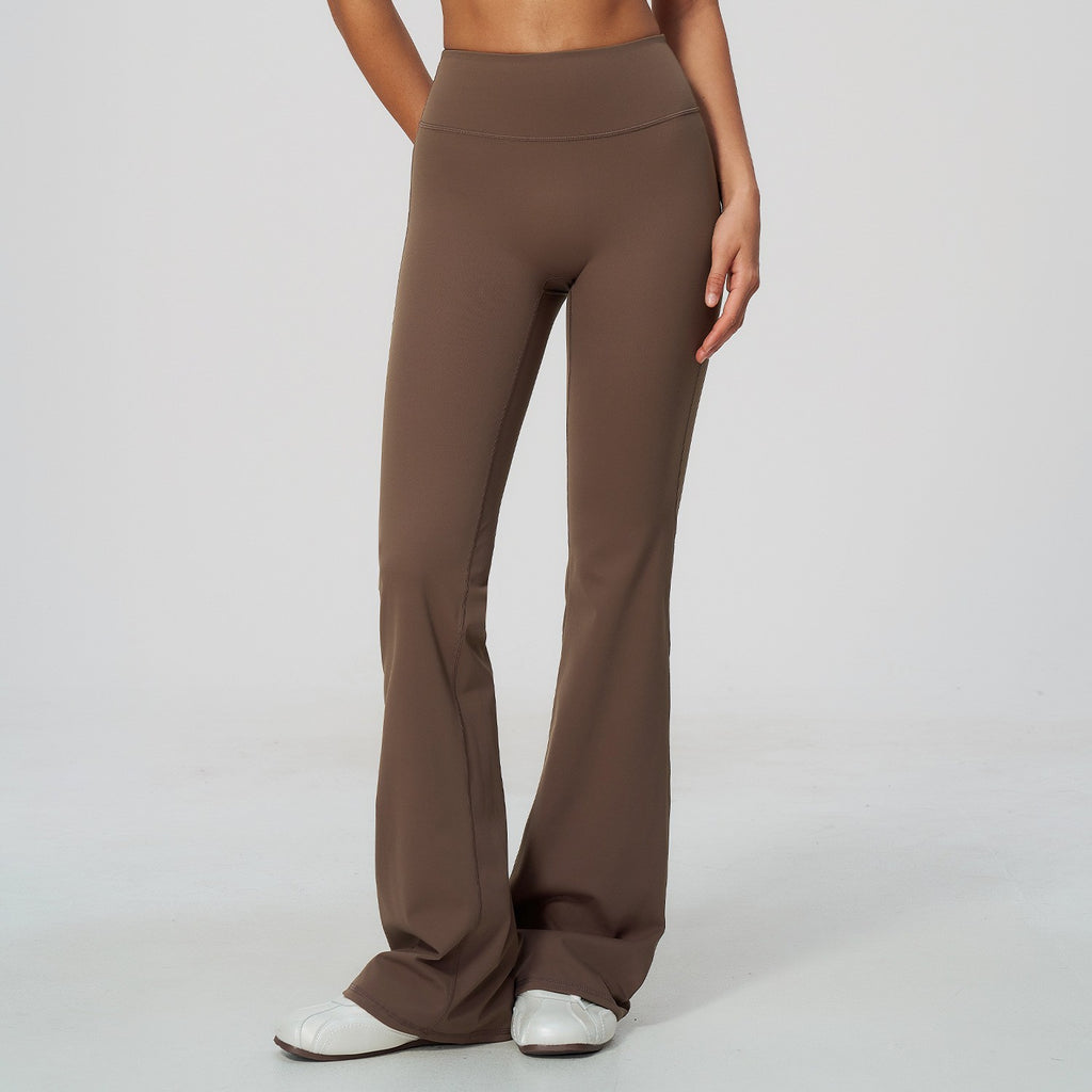 Brushed High Waist Flare Yoga Leggings - Dark Chocolate