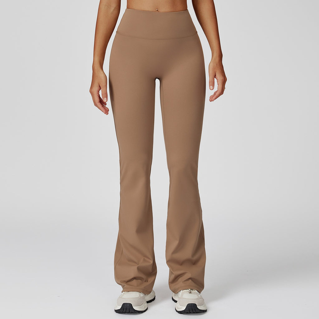 Brushed High Waist Flare Yoga Leggings - Mocha