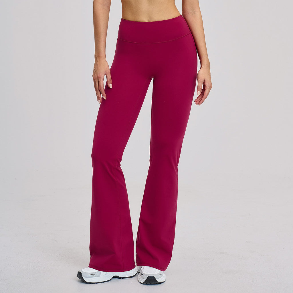Brushed High Waist Flare Yoga Leggings - Raspberry