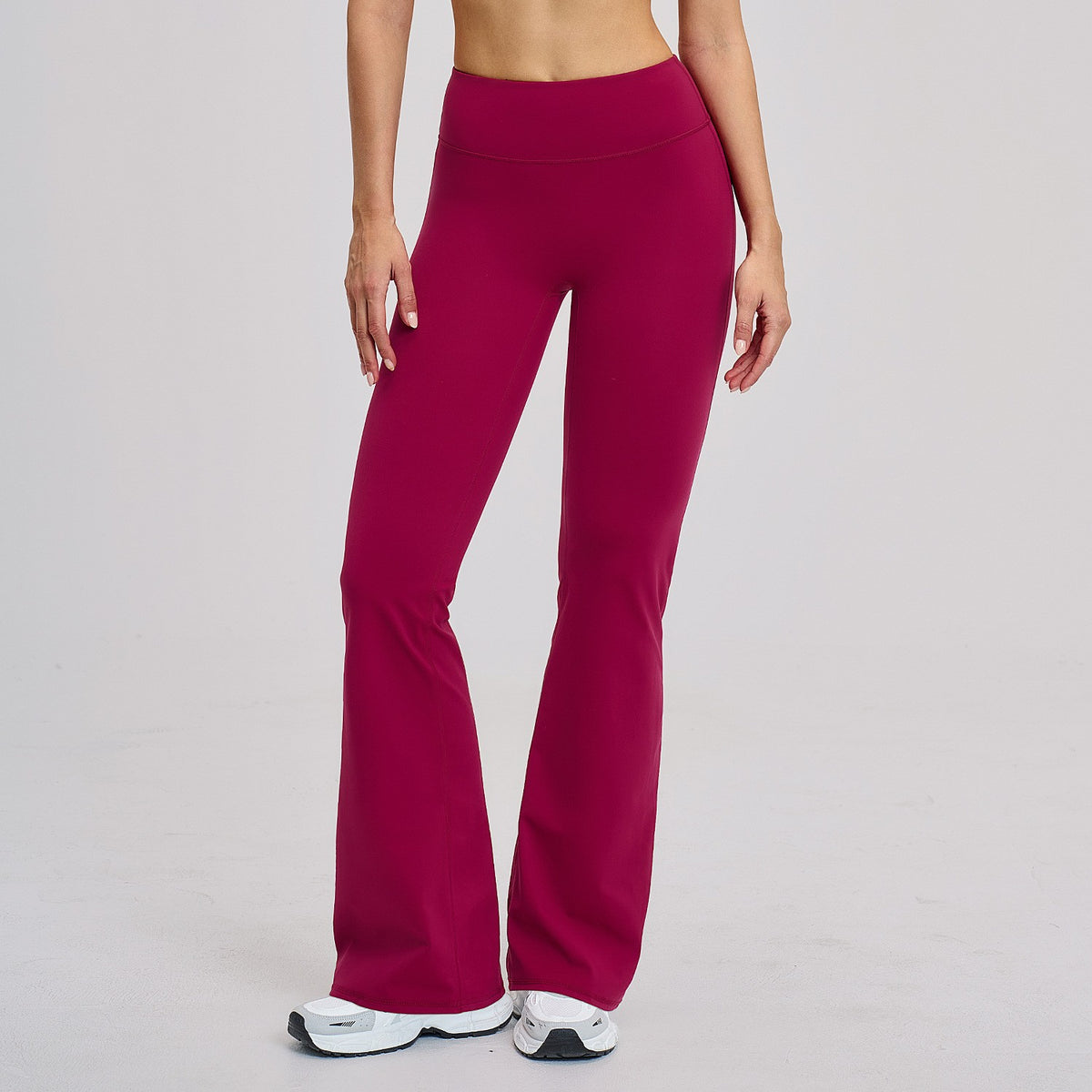 Brushed High Waist Flare Yoga Leggings - Raspberry