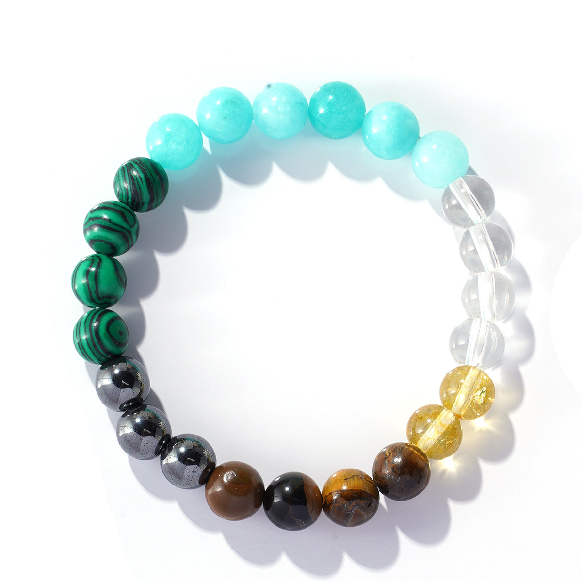 Natural Stone Beaded Stretch Bracelet - BLUE