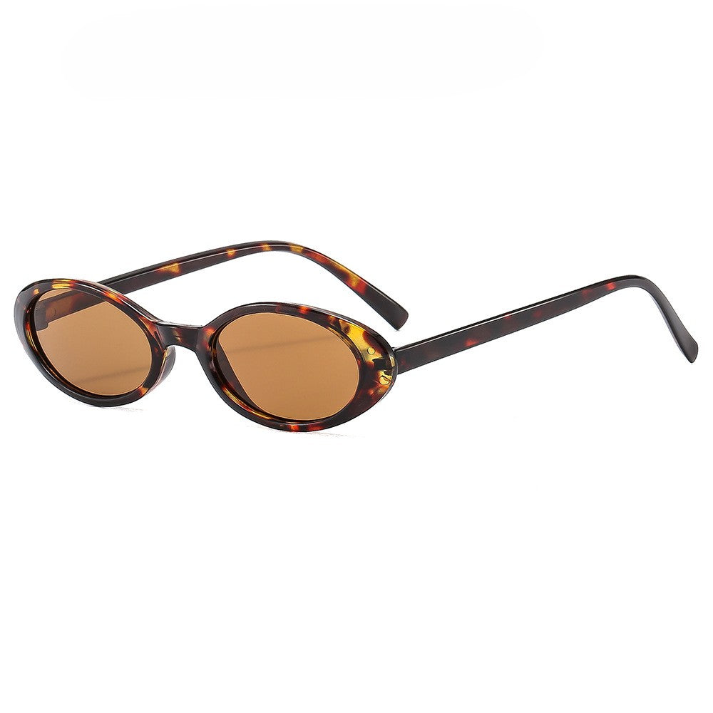 Small Oval Retro Narrow Sunglasses - C11