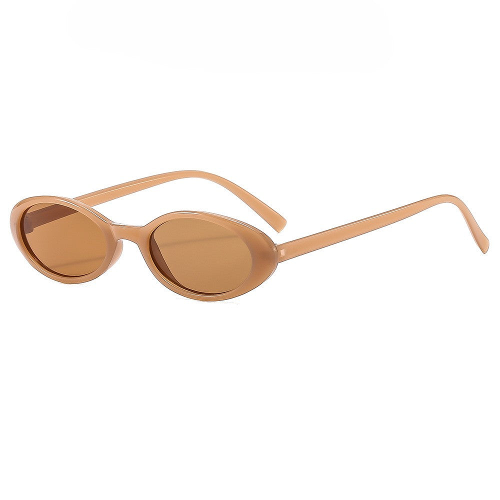 Small Oval Retro Narrow Sunglasses - C12