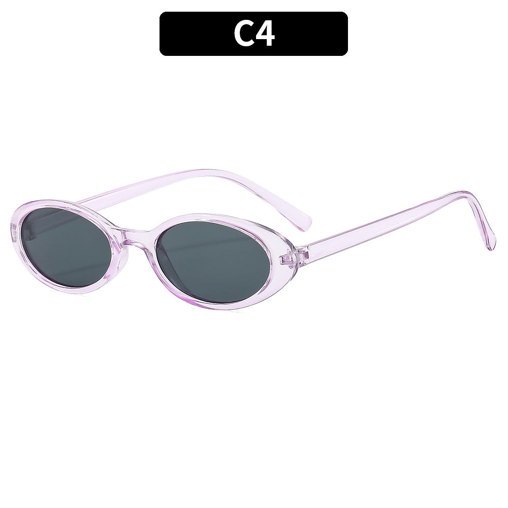 Small Oval Retro Narrow Sunglasses - C4