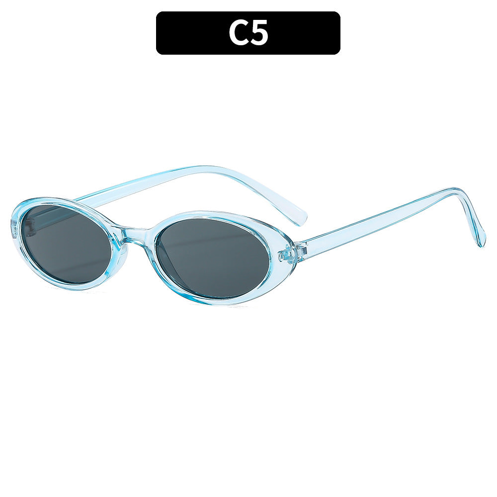 Small Oval Retro Narrow Sunglasses - C5