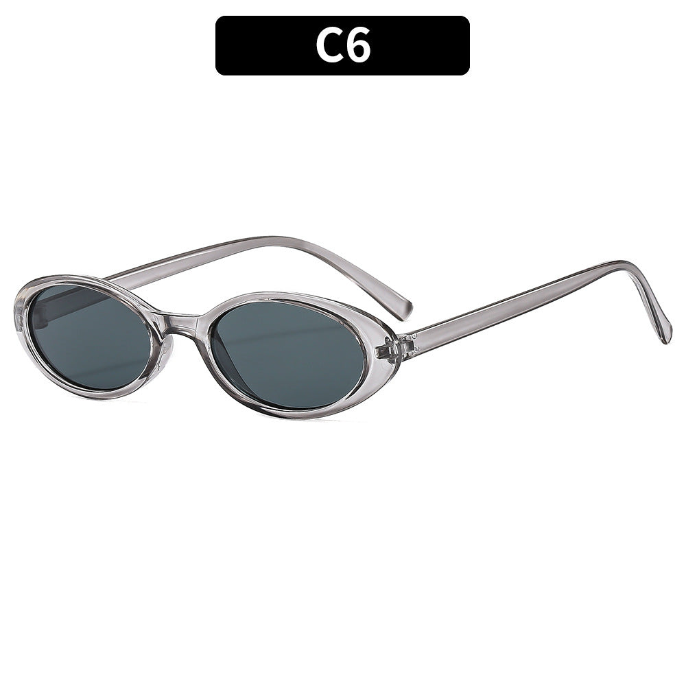 Small Oval Retro Narrow Sunglasses - C6