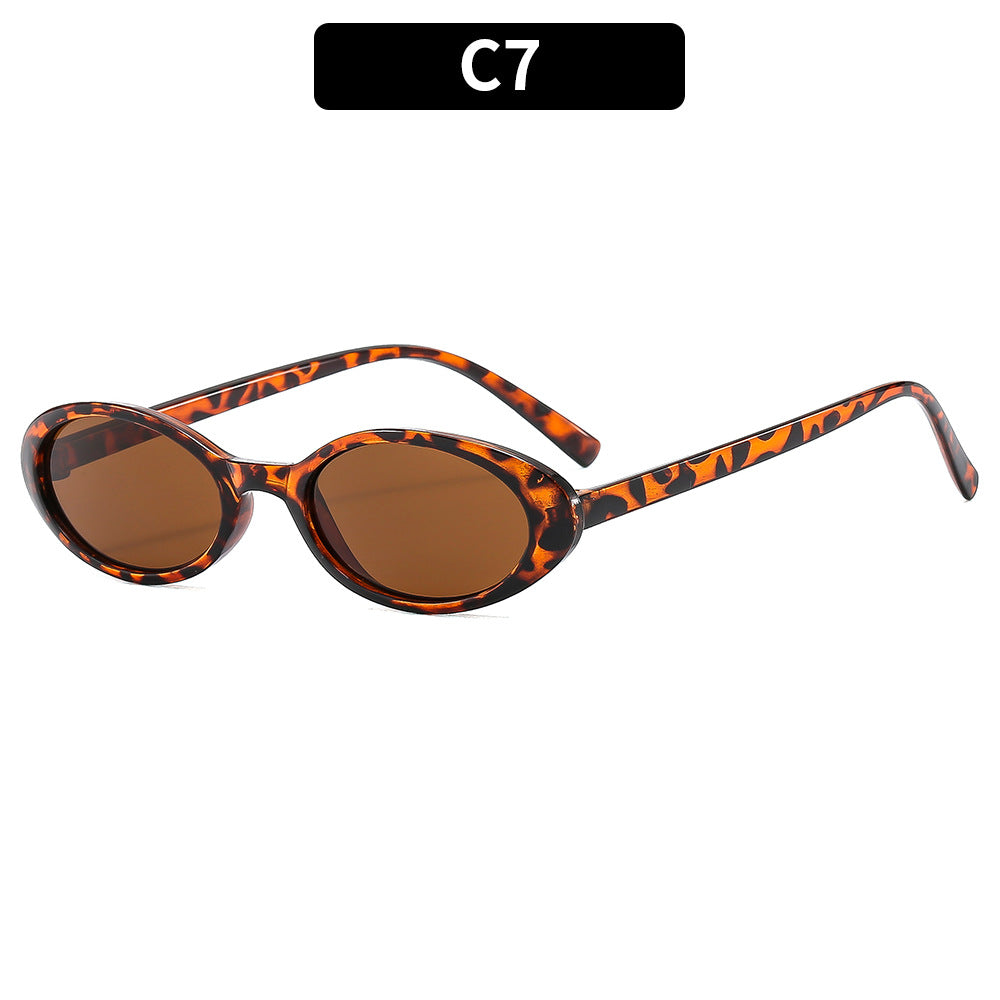Small Oval Retro Narrow Sunglasses - C7