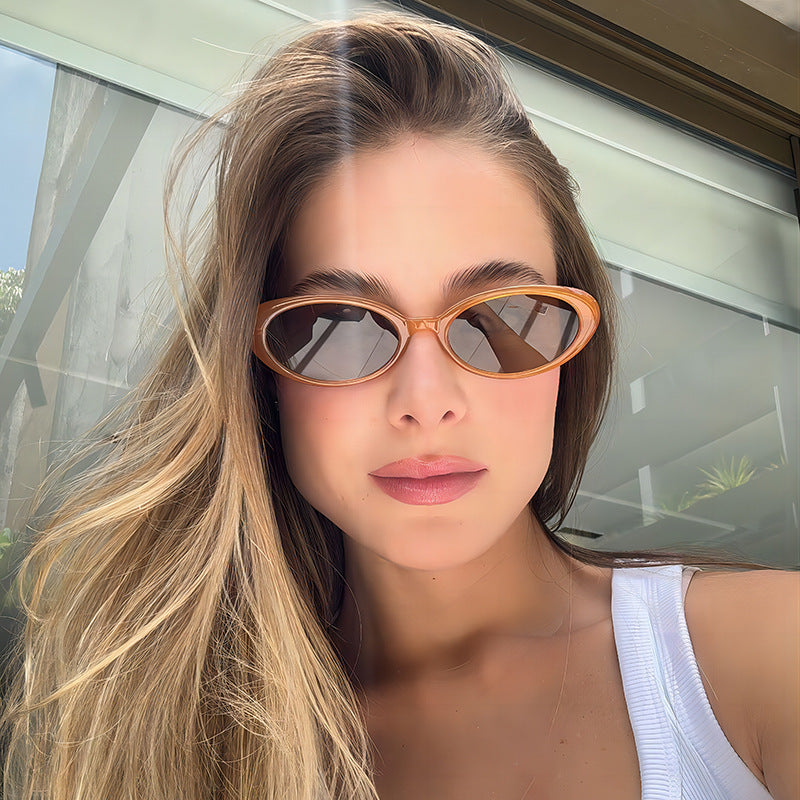 Small Oval Retro Narrow Sunglasses