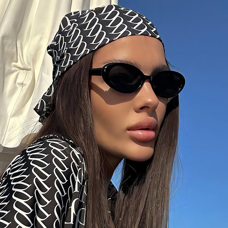 Small Oval Retro Narrow Sunglasses - view 1