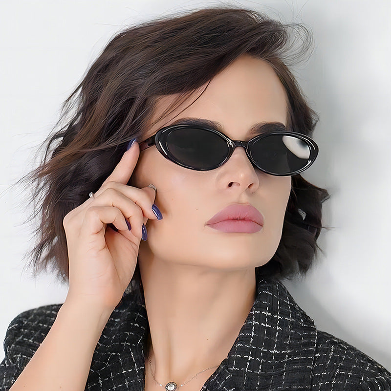 Small Oval Retro Narrow Sunglasses - view 2