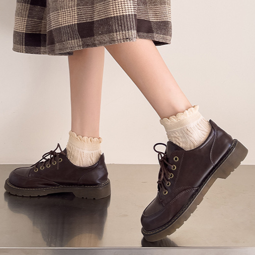 Preppy Ruffle Cuff Twist Knit Ankle Socks - Khaki - 2