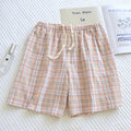 Breezy Checked Cotton Pajama Shorts - LightPink