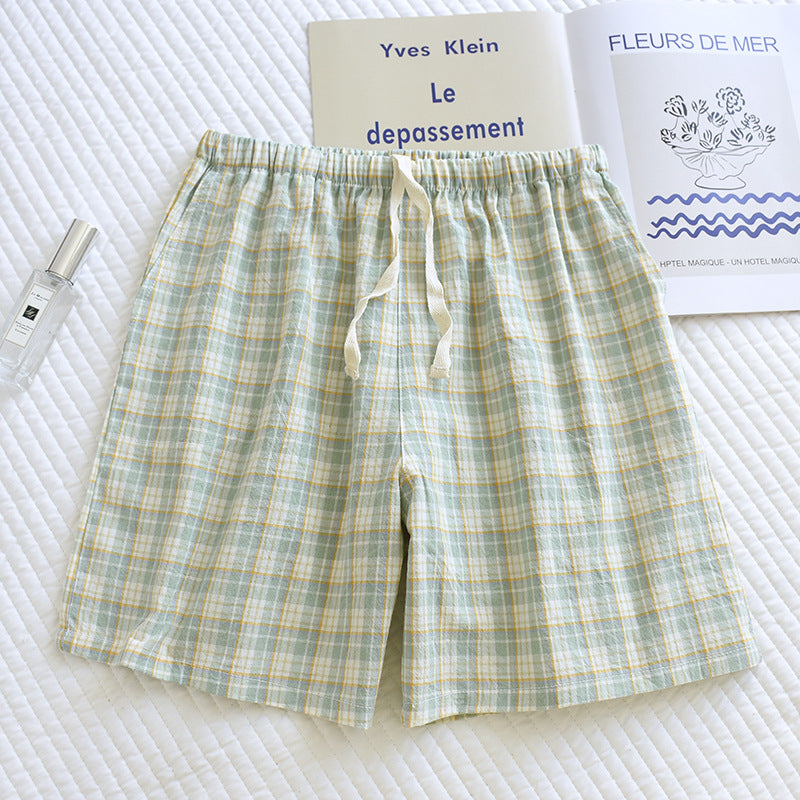 Breezy Checked Cotton Pajama Shorts - Melon