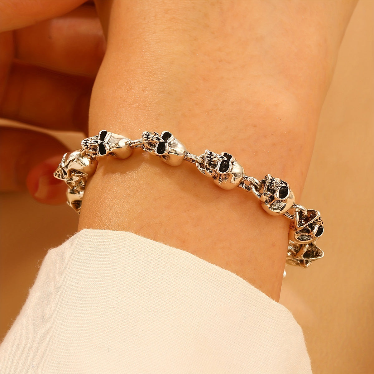 Skull Link Chain Bracelet And Hand Harness - C2