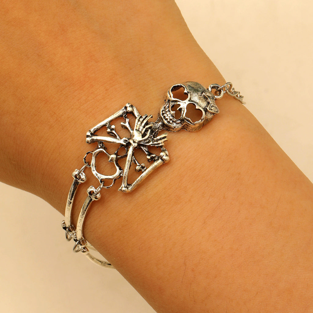 Skull Link Chain Bracelet And Hand Harness - C5