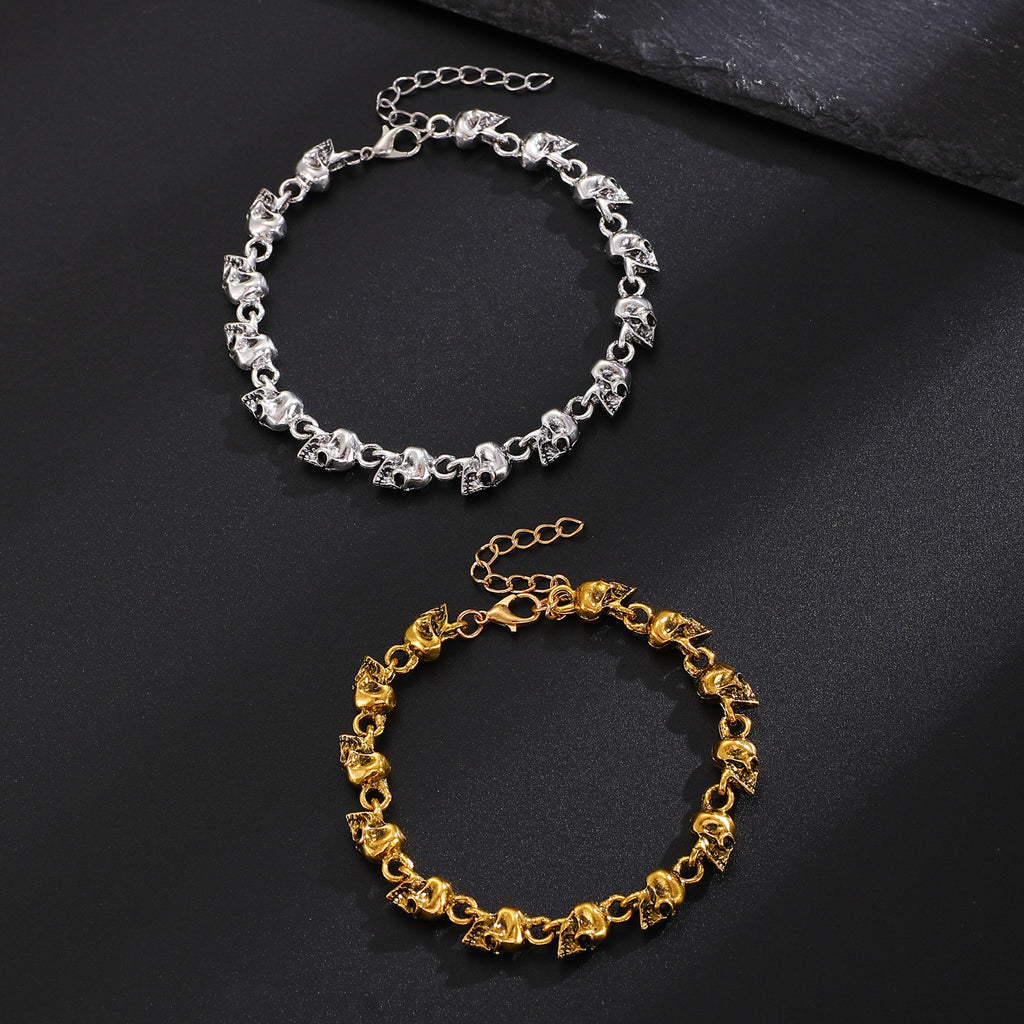 Skull Link Chain Bracelet And Hand Harness