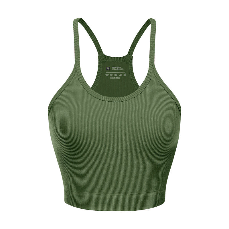 Mineral Wash Ribbed Racerback Crop Cami - Olive