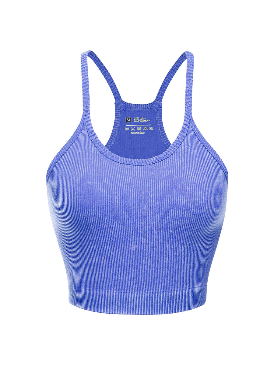 Mineral Wash Ribbed Racerback Crop Cami - Violet