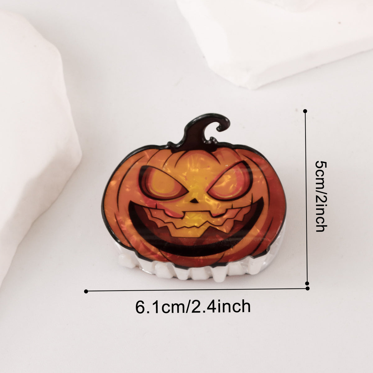 Spooky Pumpkin and Bat Halloween Claw Clips - Pumpkin