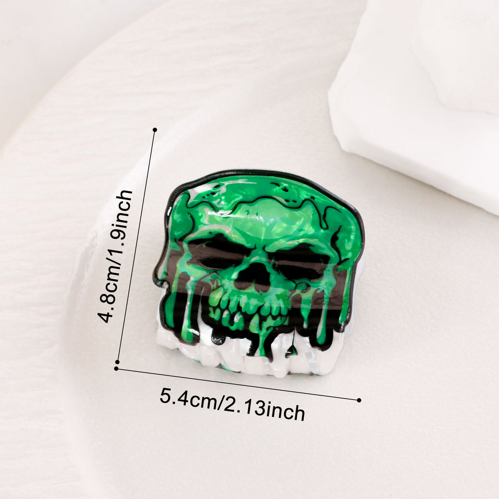 Spooky Pumpkin and Bat Halloween Claw Clips - Skull