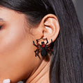 Gothic Spider Stud Earrings With Crystals - Black