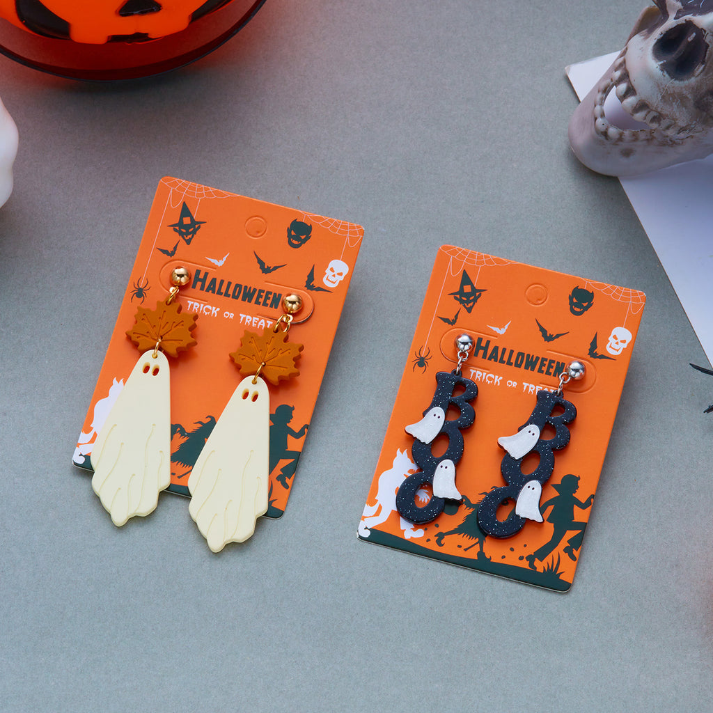 Glitter Ghost Halloween Dangle Earrings - Ghost - 1