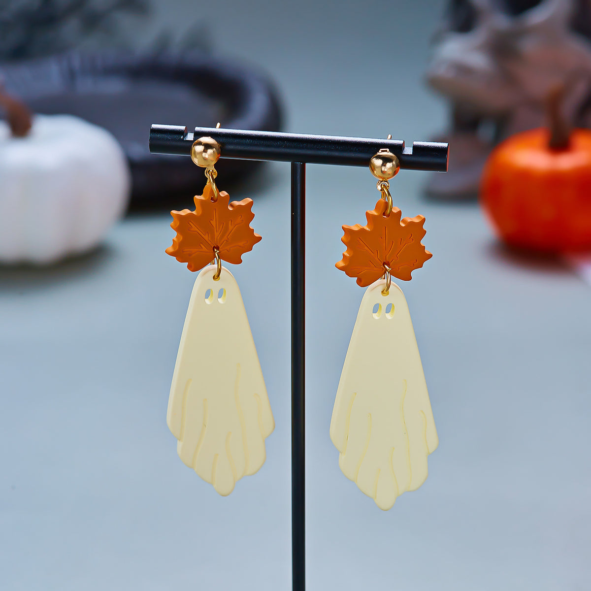 Glitter Ghost Halloween Dangle Earrings - Ghost - 2