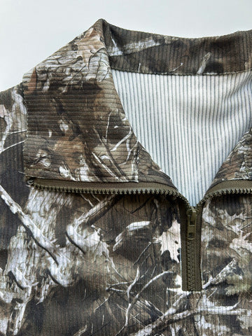 Drop Shoulder Half Zip Printed Sweatshirt - Green - 1