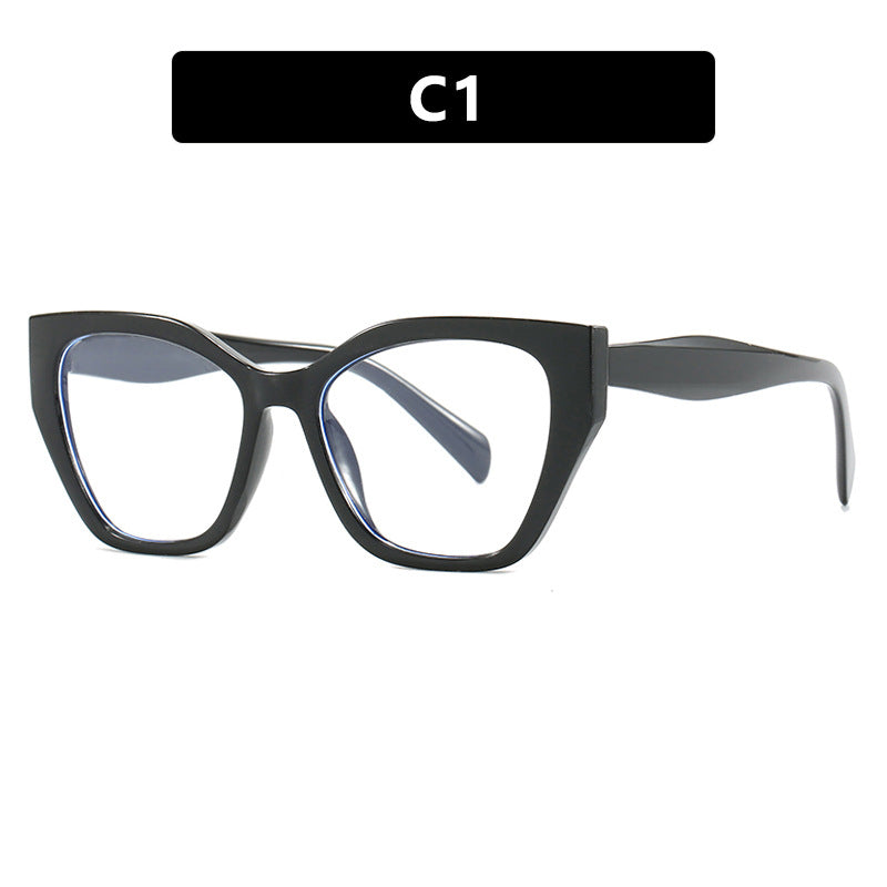 Color Block Cat Eye Blue Light Glasses - Black