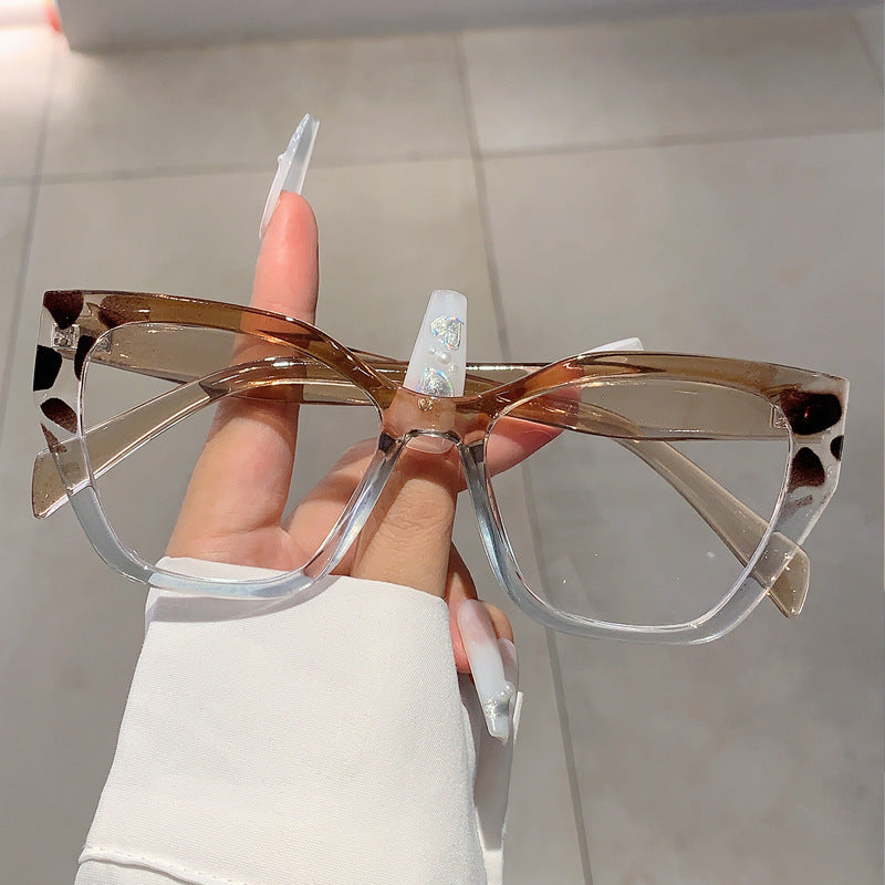 Color Block Cat Eye Blue Light Glasses - Decor_C