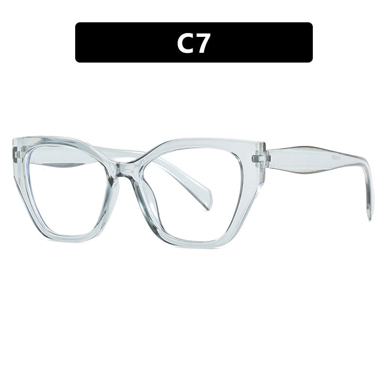 Color Block Cat Eye Blue Light Glasses - Grey