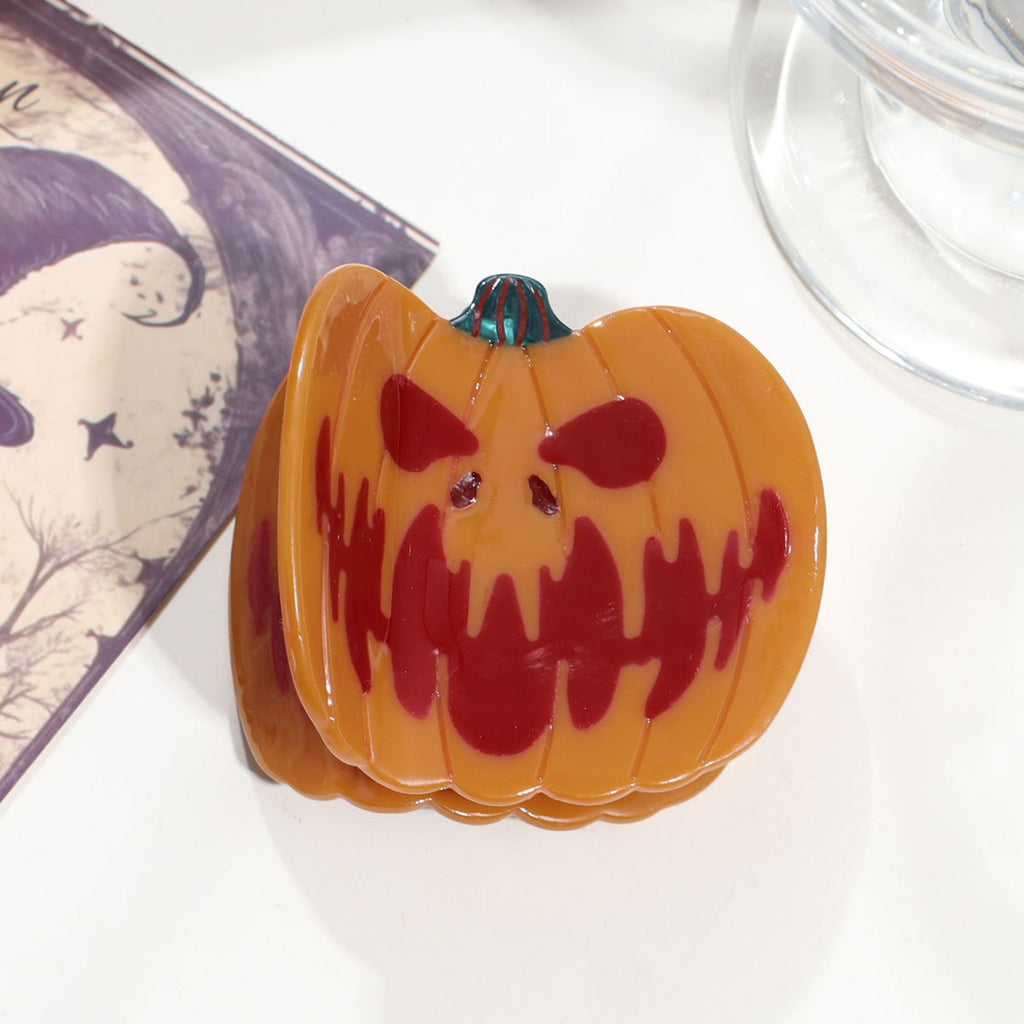 Pumpkin and Coffin Halloween Hair Claw Clip - C1