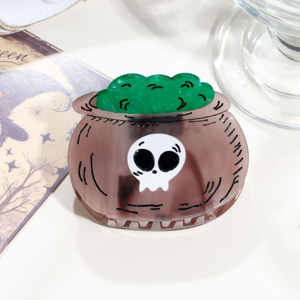 Pumpkin and Coffin Halloween Hair Claw Clip - C3
