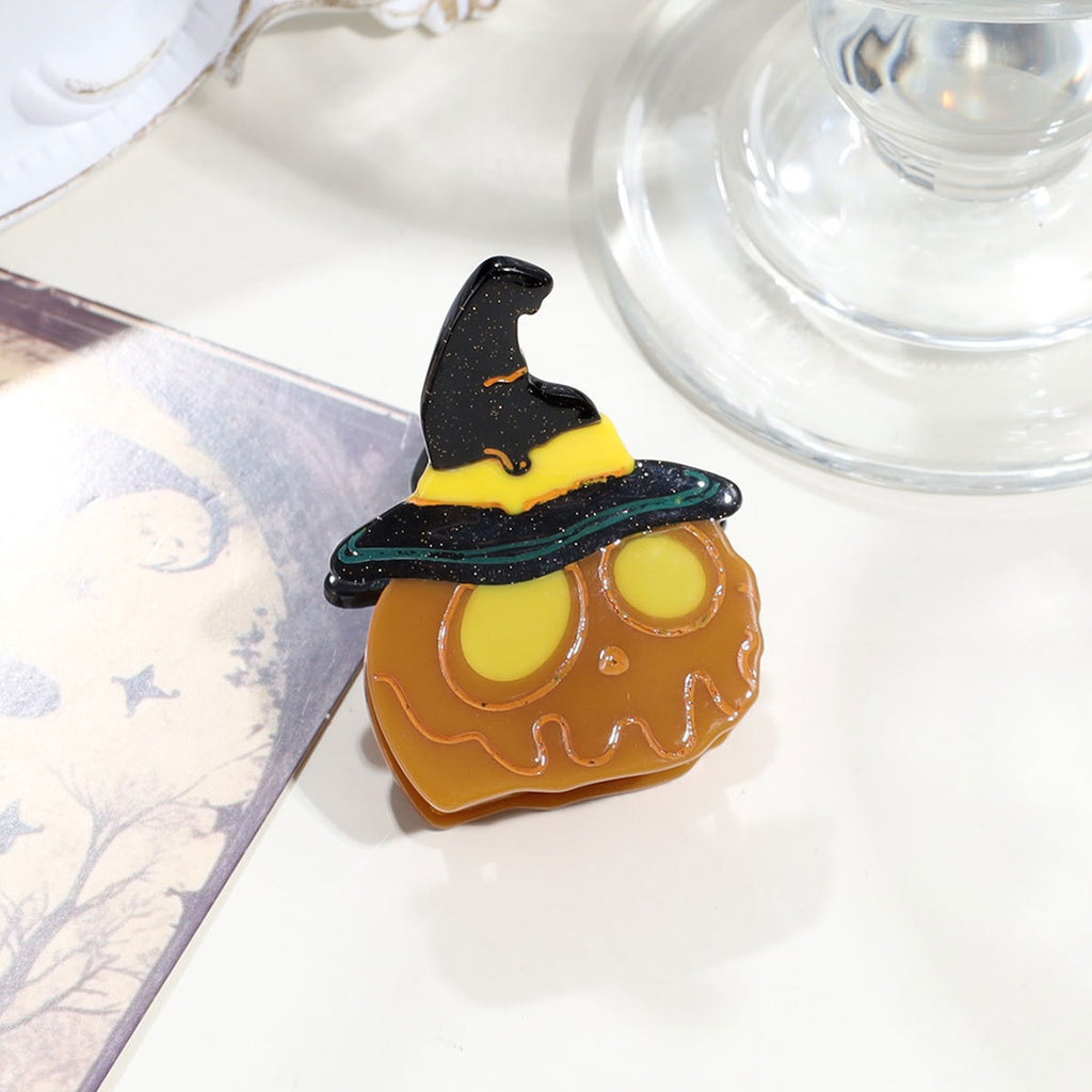 Pumpkin and Coffin Halloween Hair Claw Clip - C4