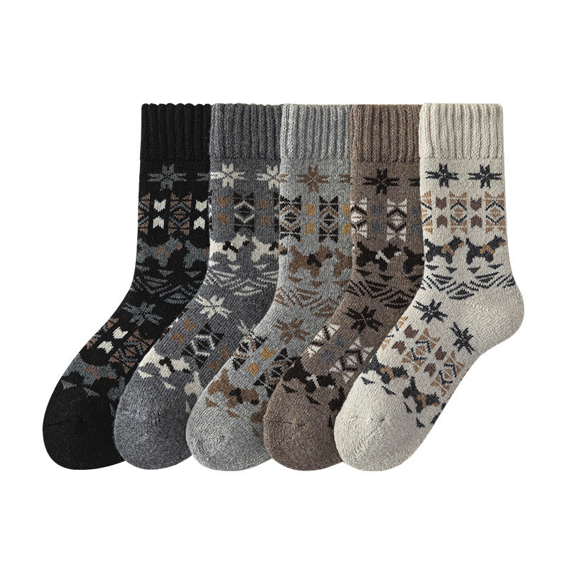 Nordic Snowflake Wool Blend Crew Socks
